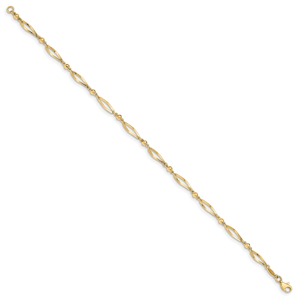 14k Polished and Diamond-cut 9in  Anklet