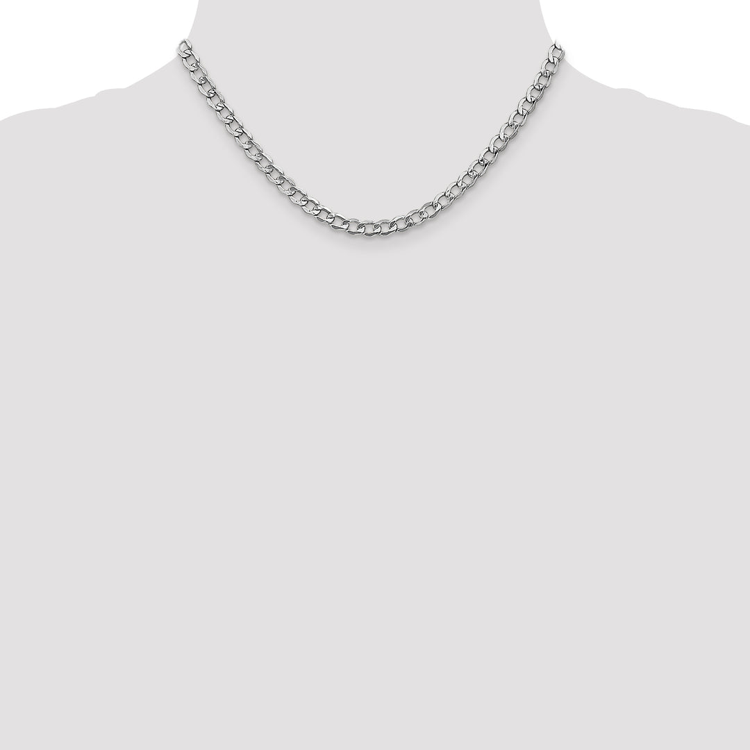 14k White Gold 5.25mm Semi-Solid Curb Chain