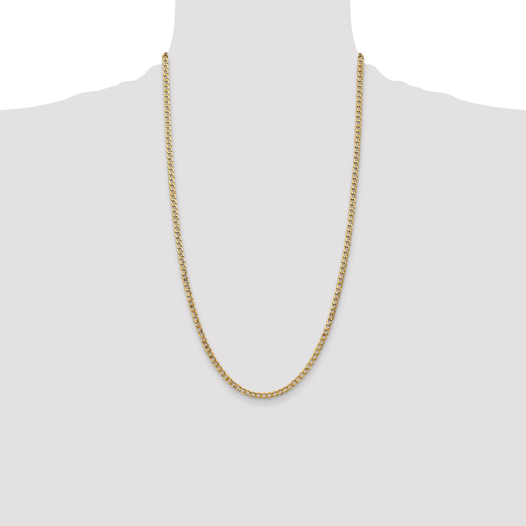 14k 3.35mm Semi-Solid Curb Chain