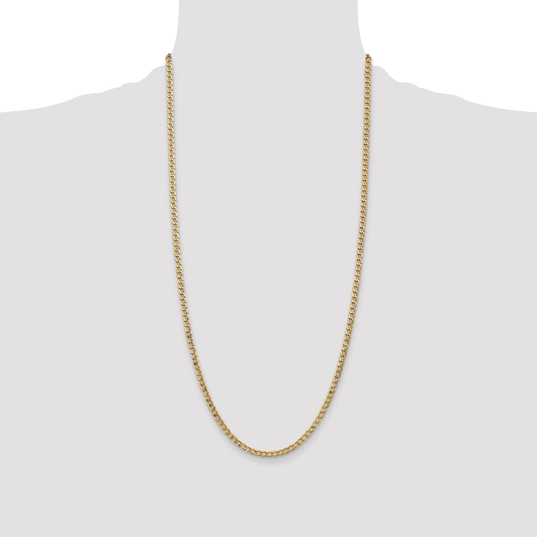 14k 3.35mm Semi-Solid Curb Chain