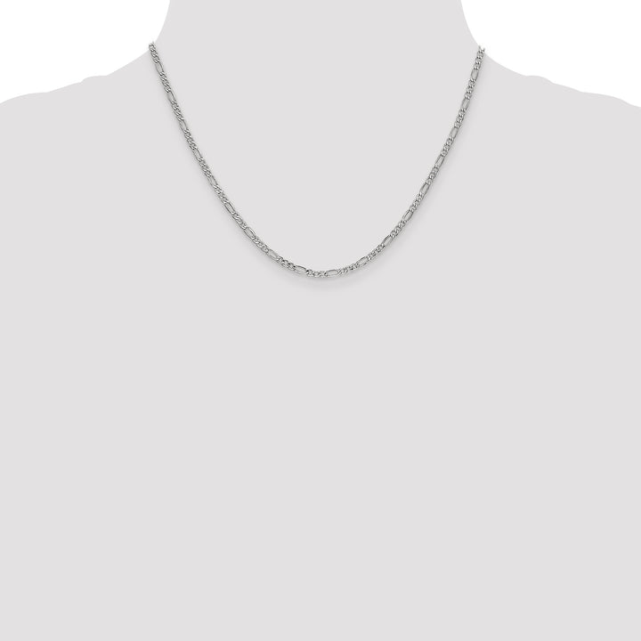 14k White Gold 2.5mm Semi-Solid Figaro Chain