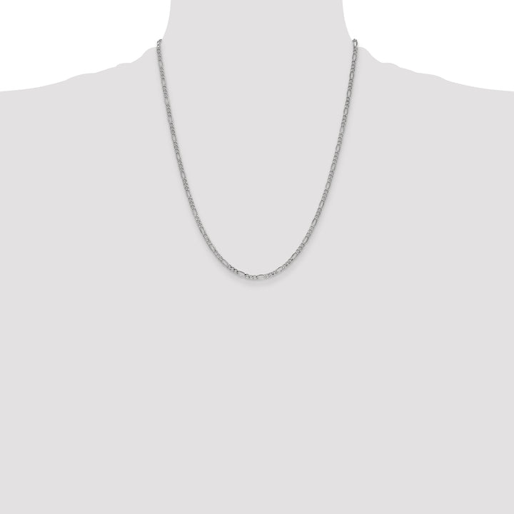 14k White Gold 2.5mm Semi-Solid Figaro Chain