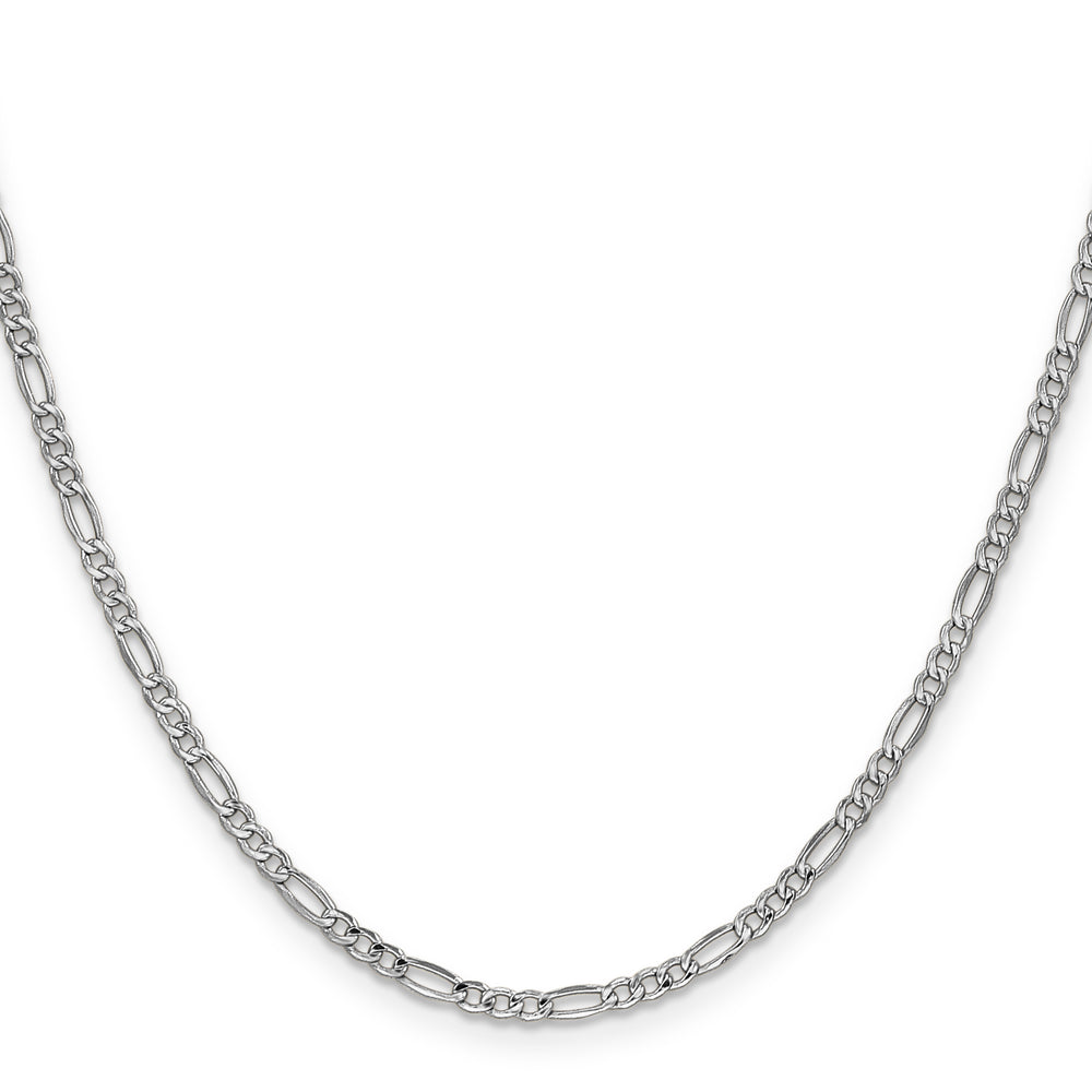 14k White Gold 2.5mm Semi-Solid Figaro Chain