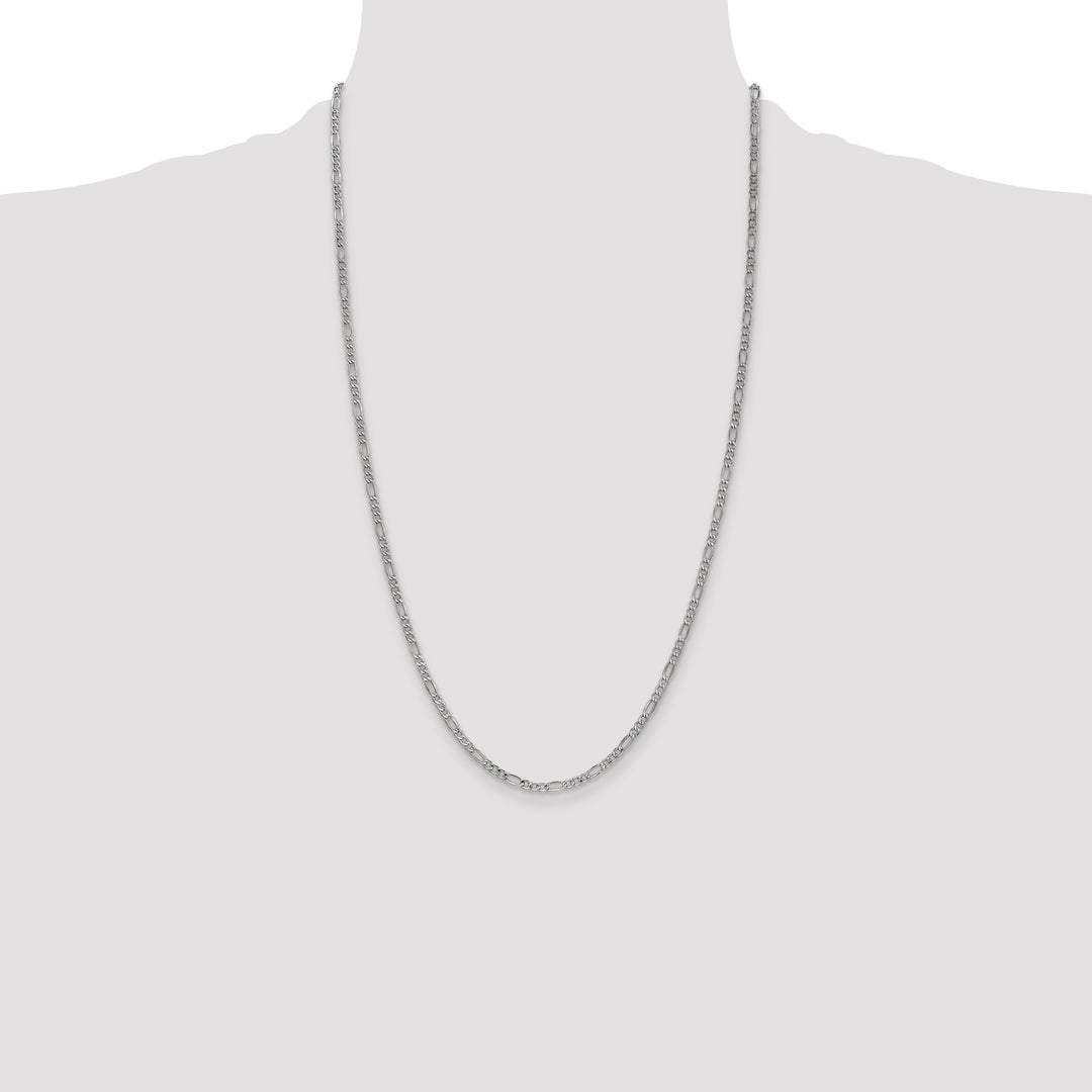 14k White Gold 2.5mm Semi-Solid Figaro Chain