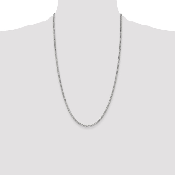 14k White Gold 2.5mm Semi-Solid Figaro Chain