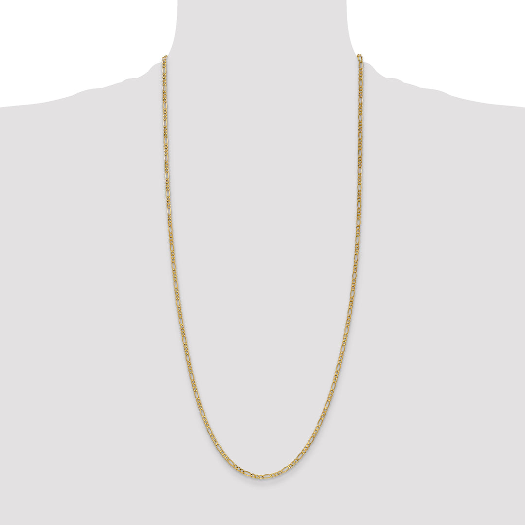 14k 2.5mm Semi-Solid Figaro Chain