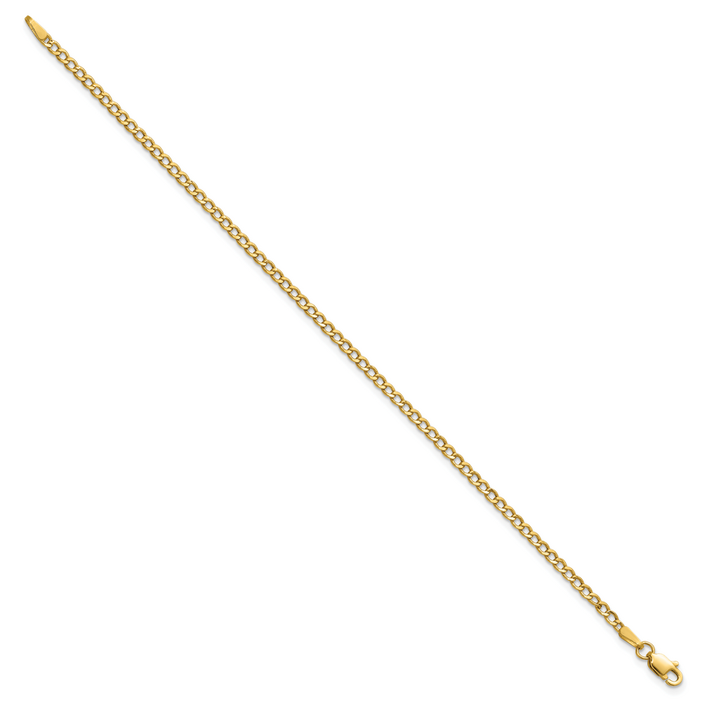 14k 2.5mm Semi-Solid Curb Chain