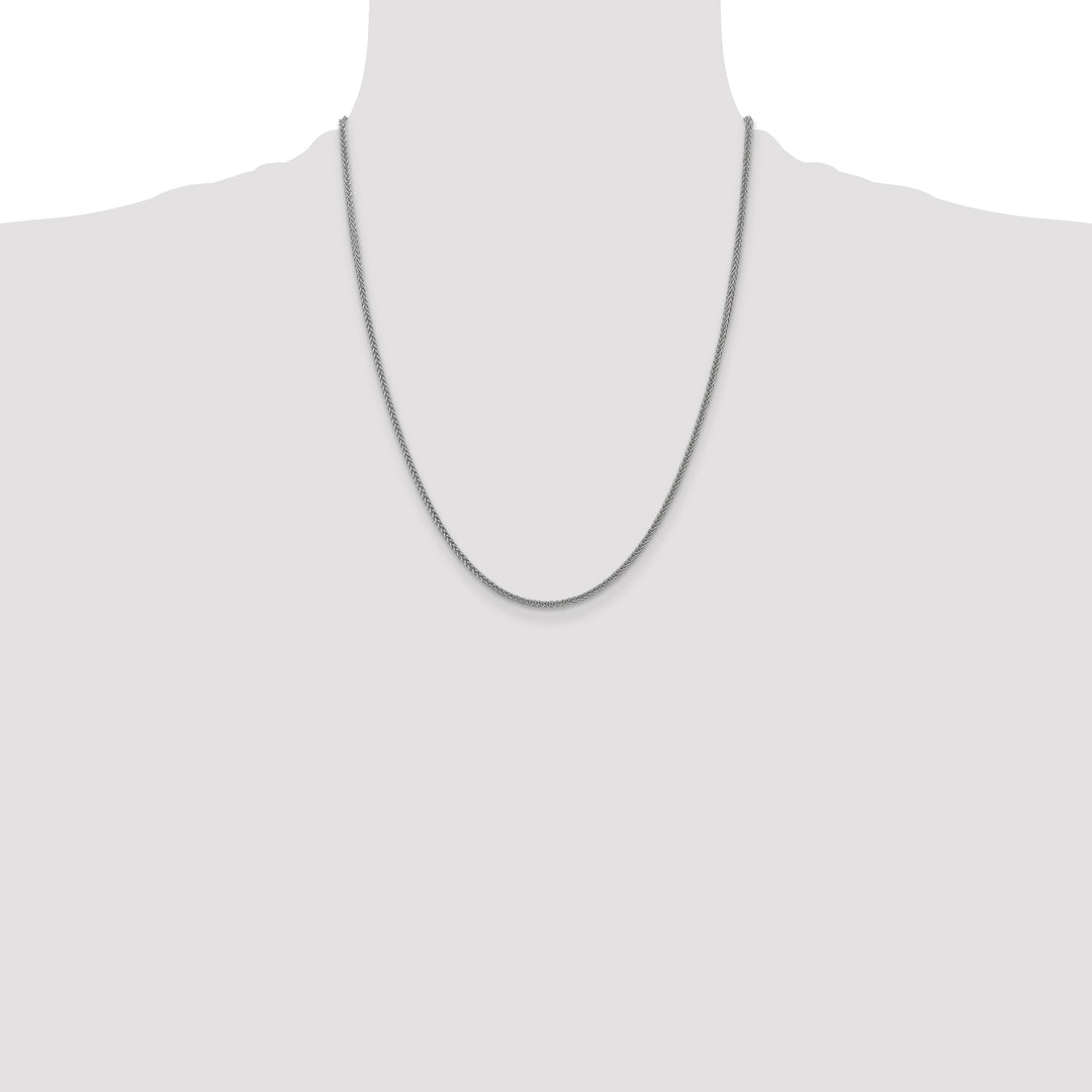 14k White Gold 2mm Semi-solid 3-Wire Wheat Chain