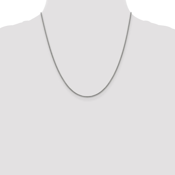 14k White Gold 1.5mm Semi-Solid Round Box Chain