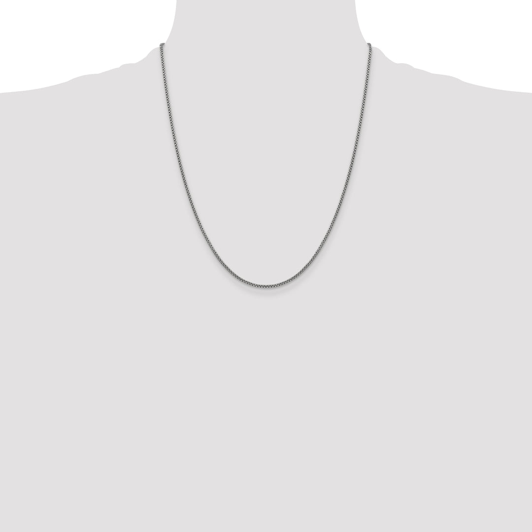 14k White Gold 1.5mm Semi-Solid Round Box Chain
