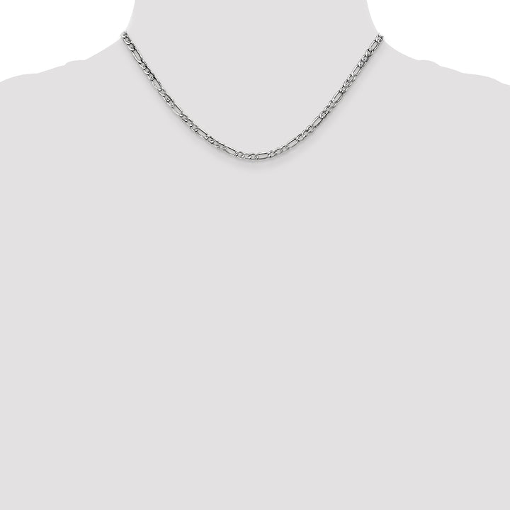 14k White Gold 3.5mm Semi-Solid Figaro Chain