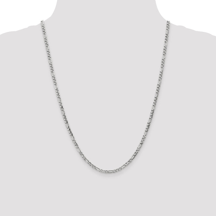 14k White Gold 3.5mm Semi-Solid Figaro Chain