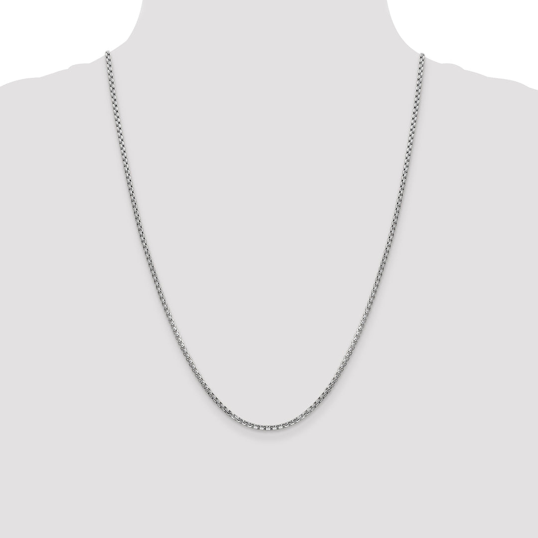 14k White Gold 2.45mm Semi-Solid Round Box Chain