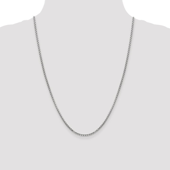 14k White Gold 2.45mm Semi-Solid Round Box Chain
