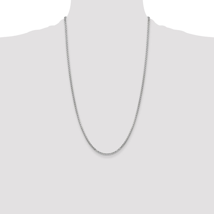 14k White Gold 2.45mm Semi-Solid Round Box Chain