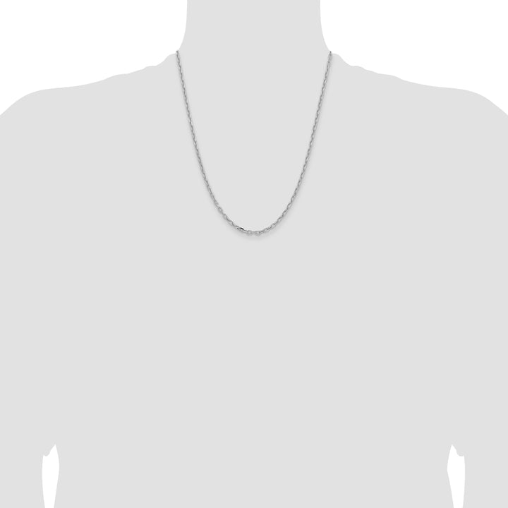 14k White Gold 3mm Semi-solid D/C Open Link Cable Chain