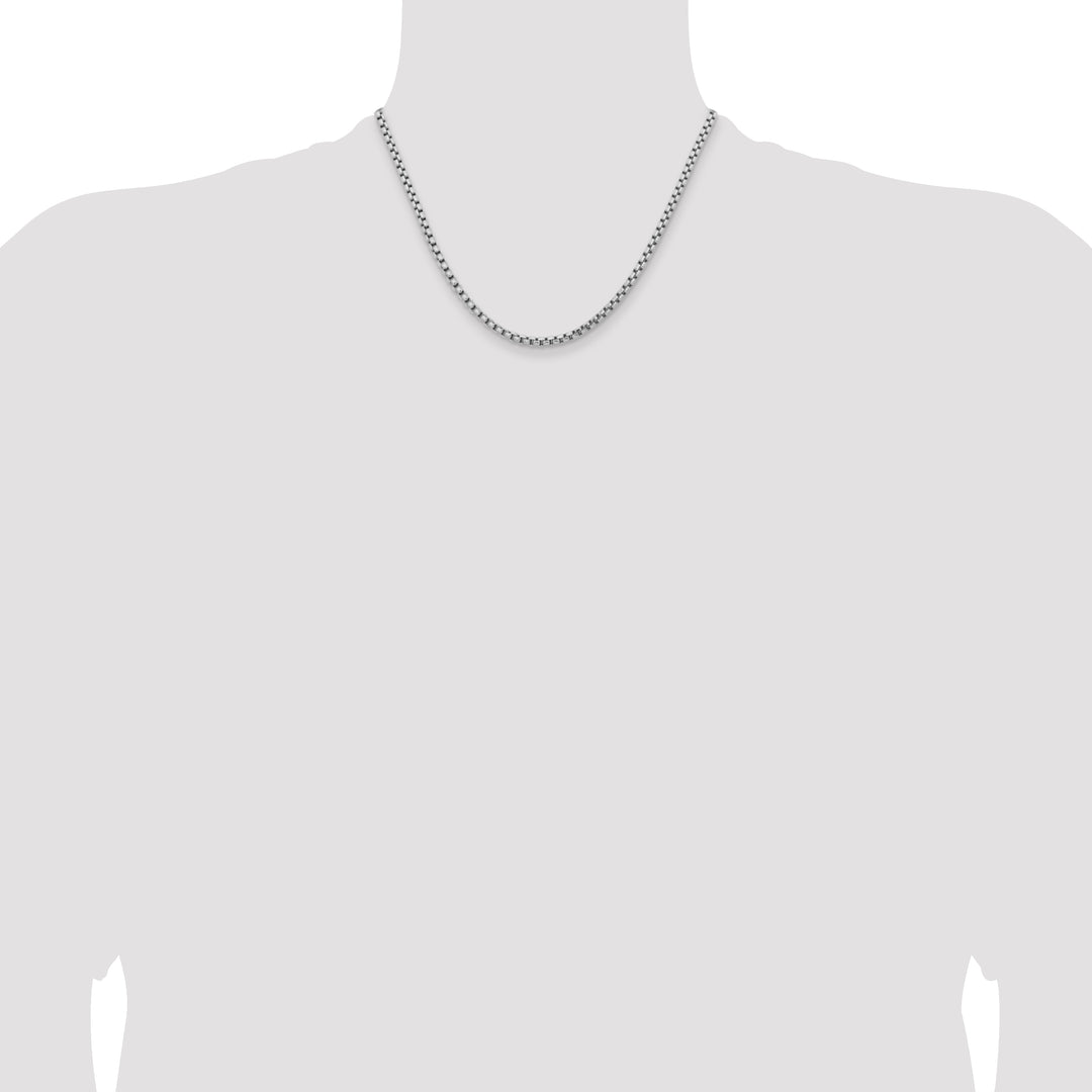 14k White Gold 3.6mm Semi-Solid Round Box Chain