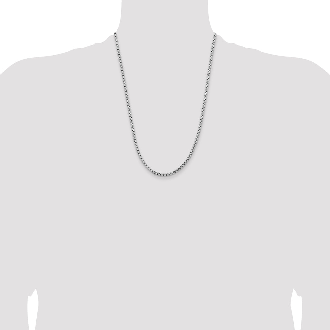 14k White Gold 3.6mm Semi-Solid Round Box Chain