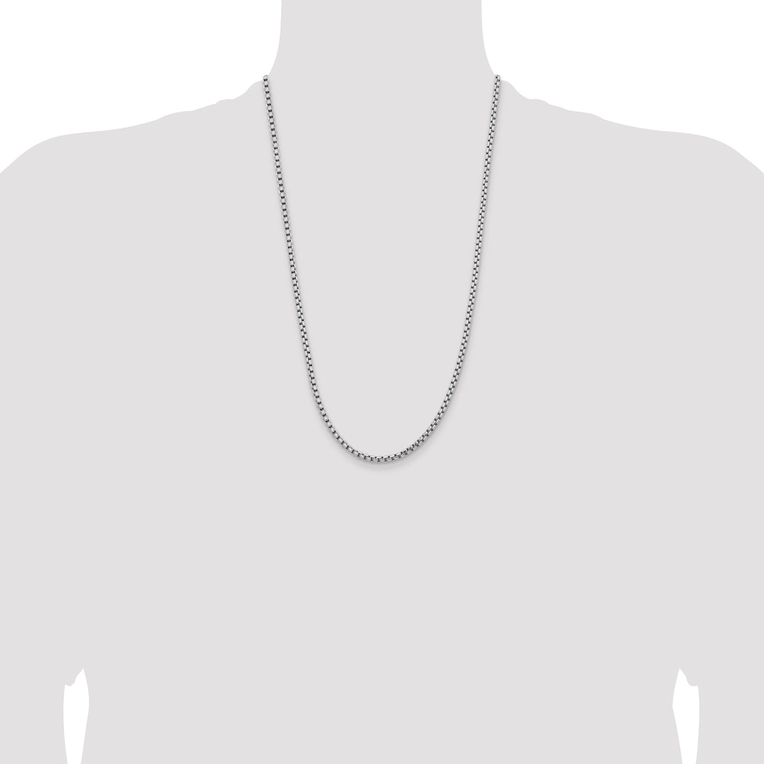 14k White Gold 3.6mm Semi-Solid Round Box Chain