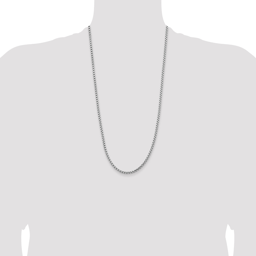 14k White Gold 3.6mm Semi-Solid Round Box Chain