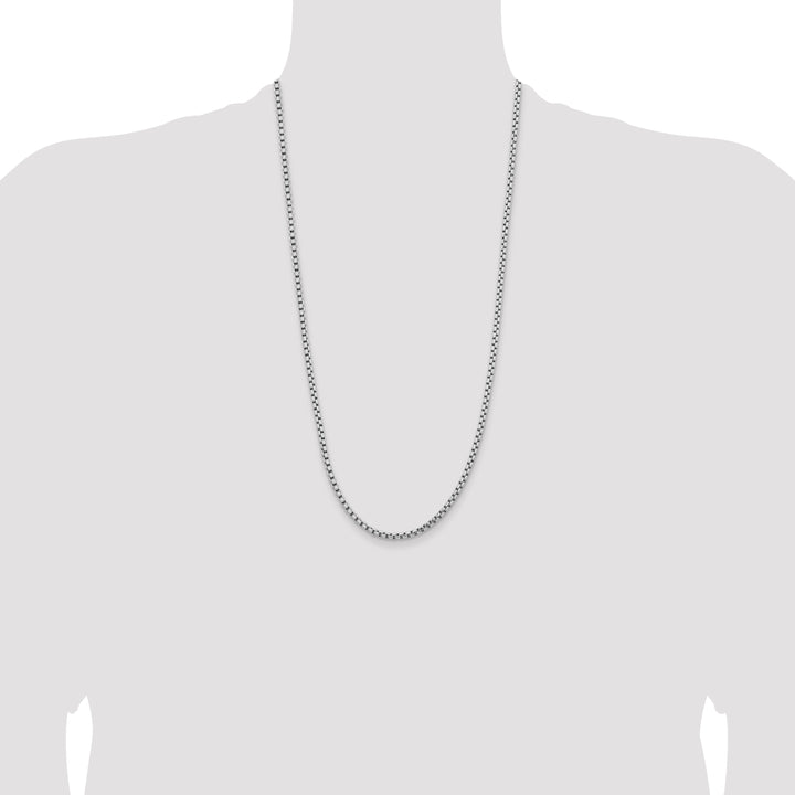 14k White Gold 3.6mm Semi-Solid Round Box Chain