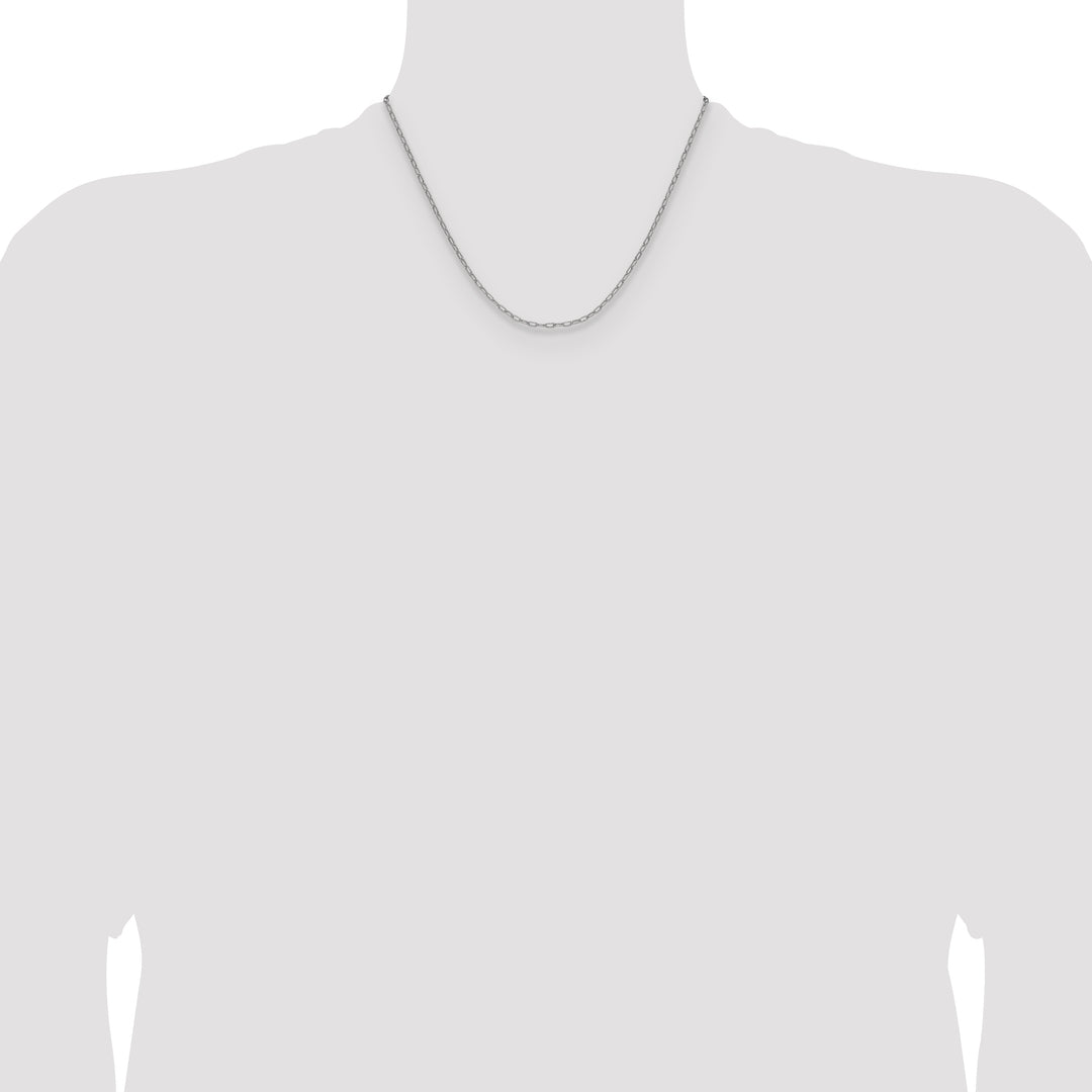 14k White Gold 2.2mm Semi-Solid Beveled Paperclip Chain
