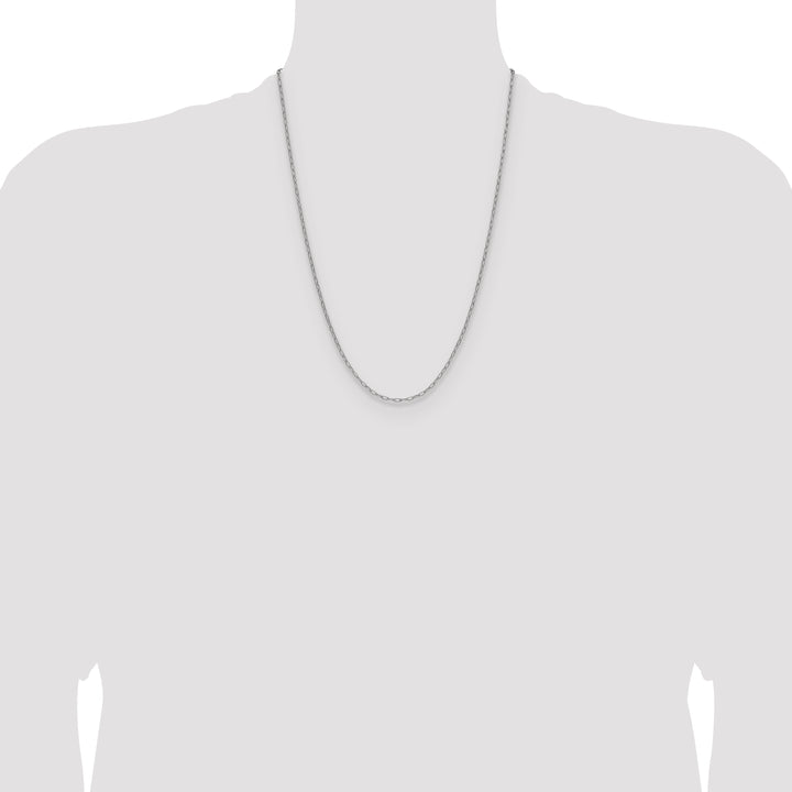 14k White Gold 2.2mm Semi-Solid Beveled Paperclip Chain