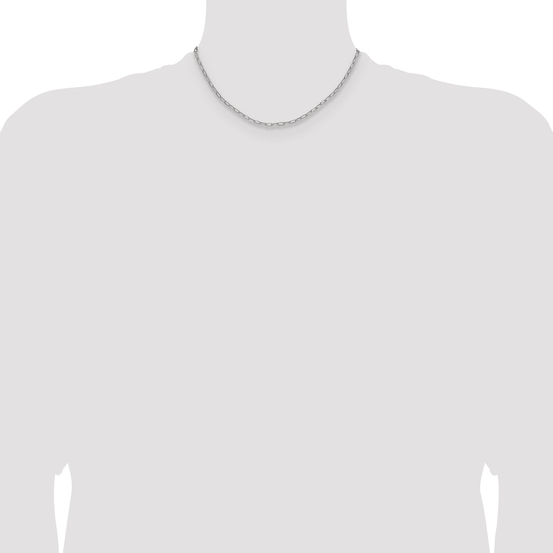 14k White Gold 3.0mm Semi-Solid Beveled Paperclip Chain