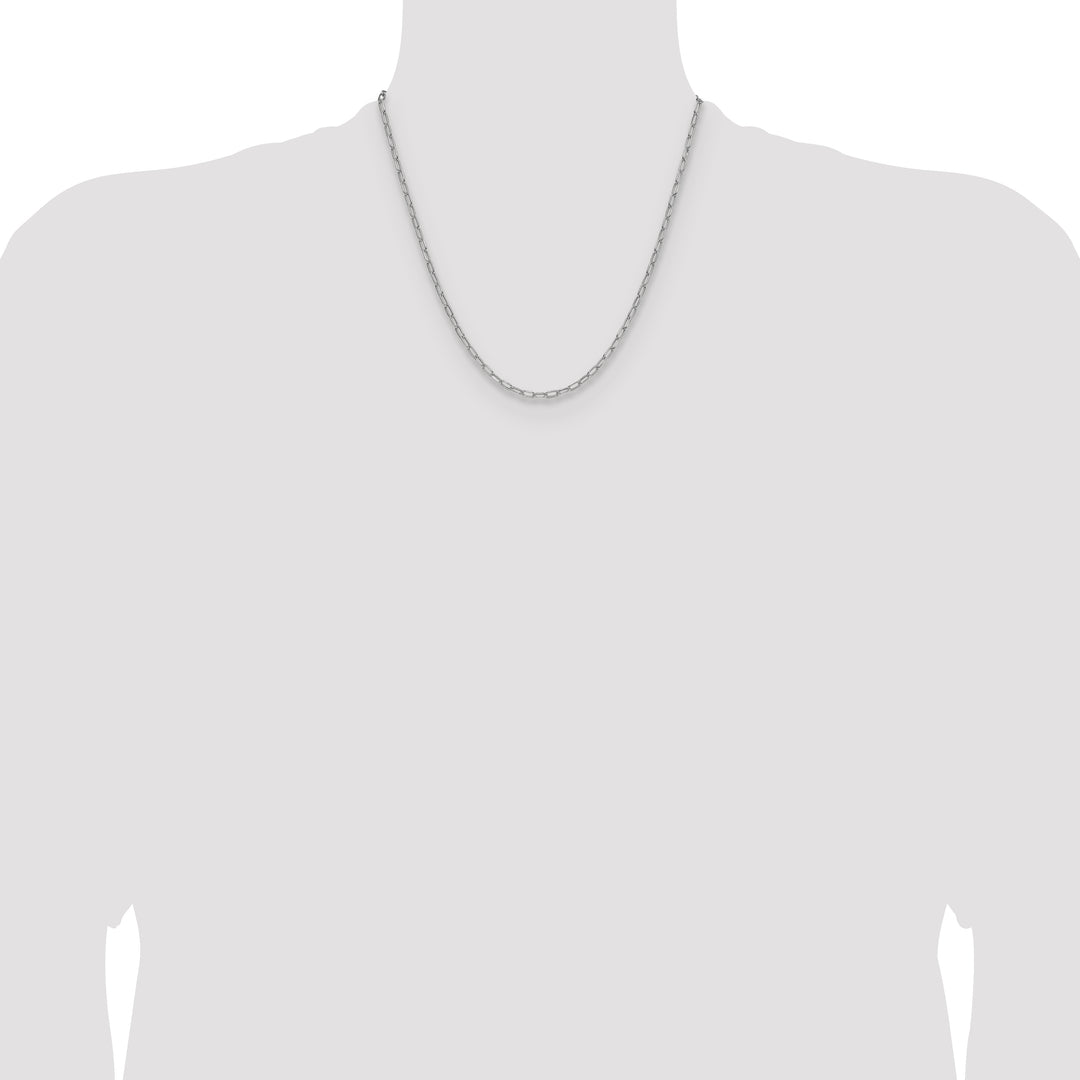 14k White Gold 3.0mm Semi-Solid Beveled Paperclip Chain