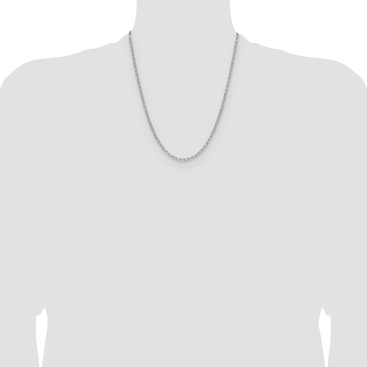 14k White Gold 3.0mm Semi-Solid Beveled Paperclip Chain