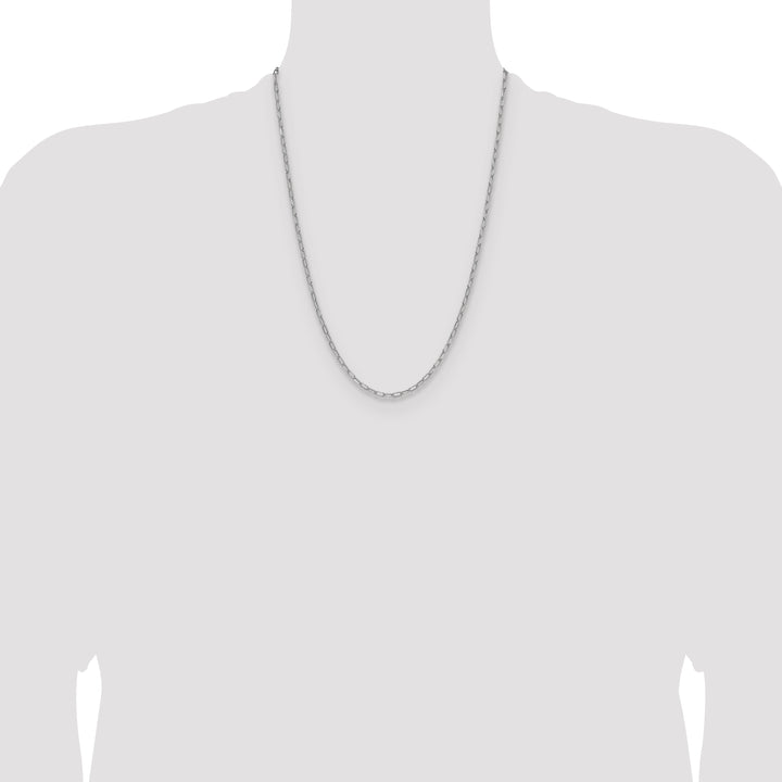 14k White Gold 3.0mm Semi-Solid Beveled Paperclip Chain