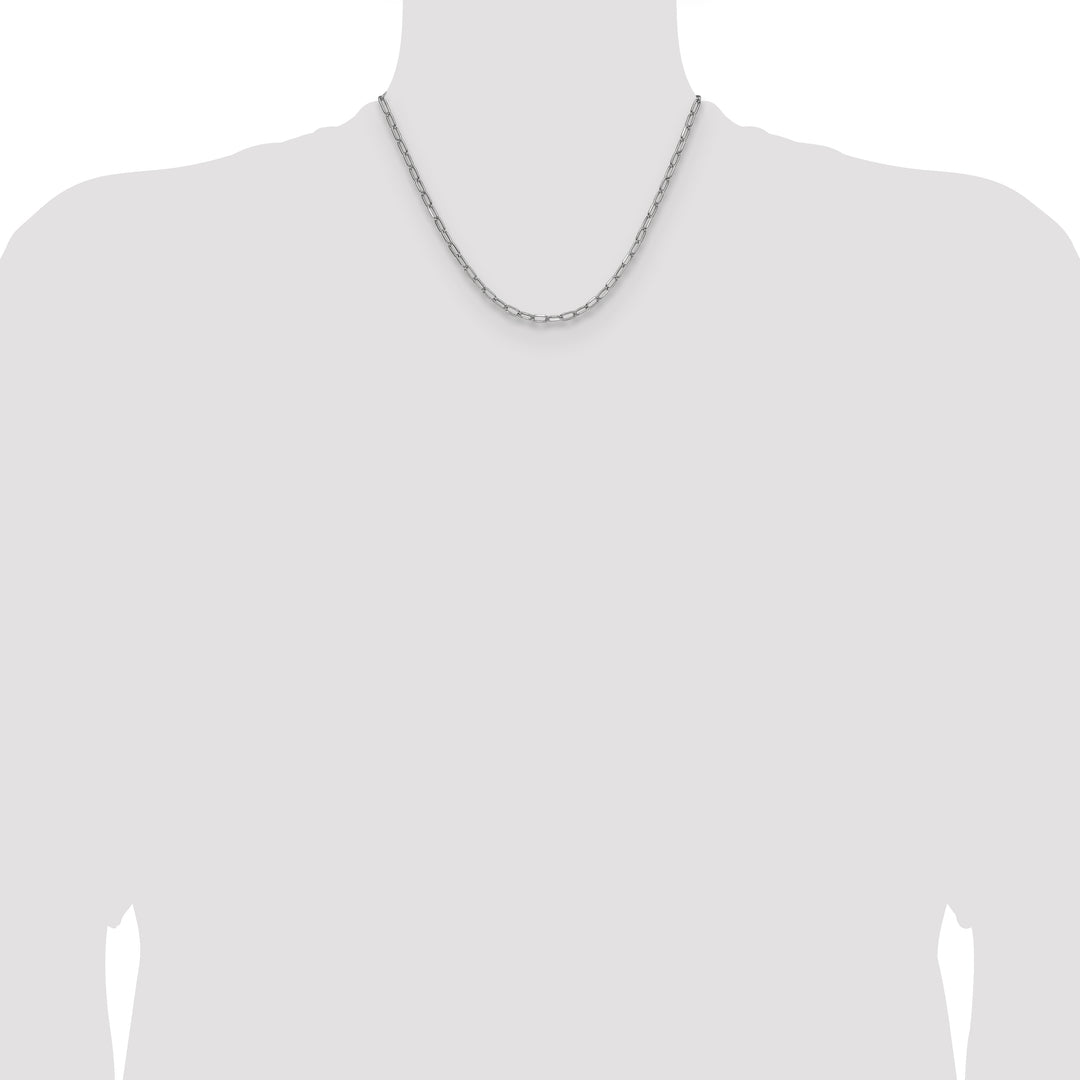 14k White Gold 3.7mm Semi-Solid Beveled Paperclip Chain