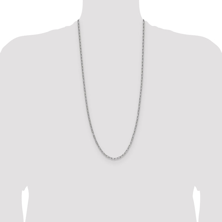14k White Gold 3.7mm Semi-Solid Beveled Paperclip Chain