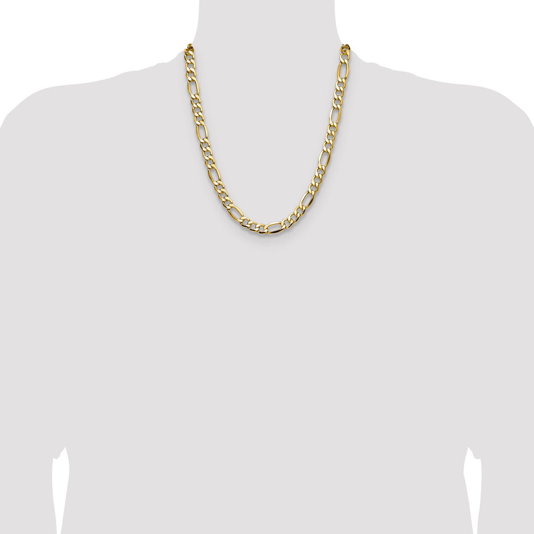 14k 9.4mm Semi-Solid Figaro Chain