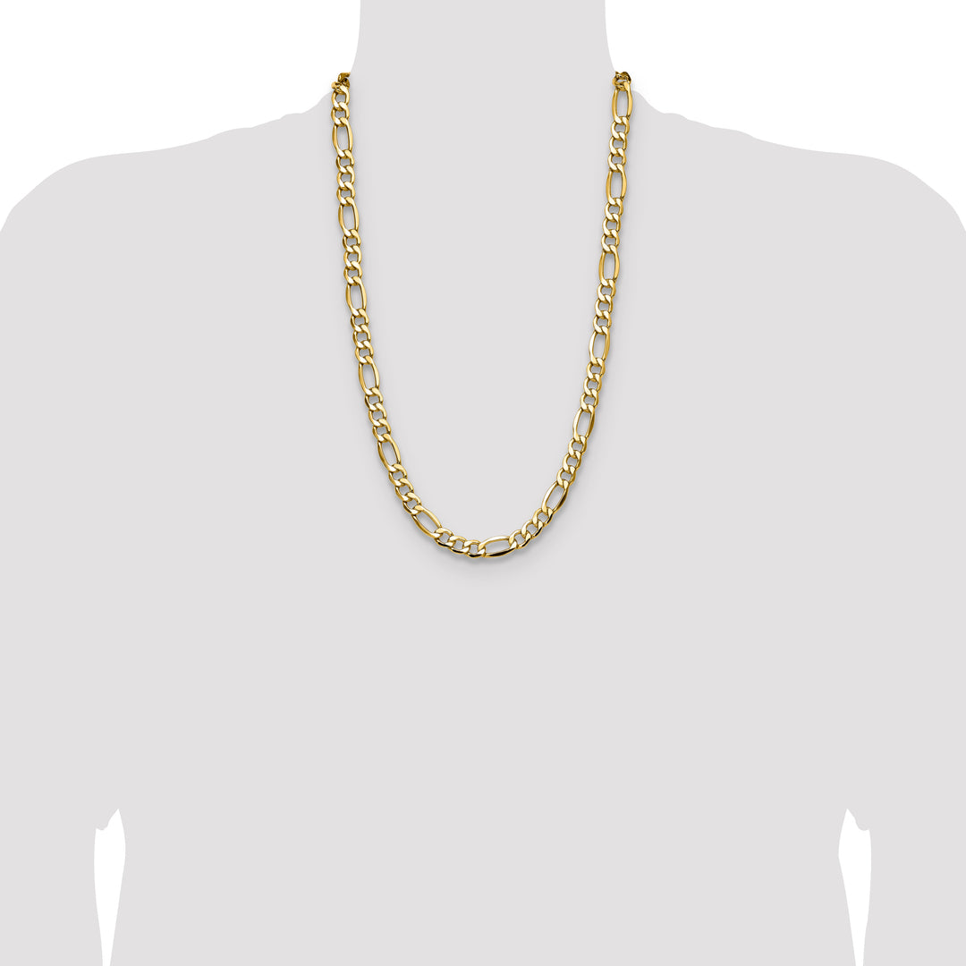 14k 9.4mm Semi-Solid Figaro Chain
