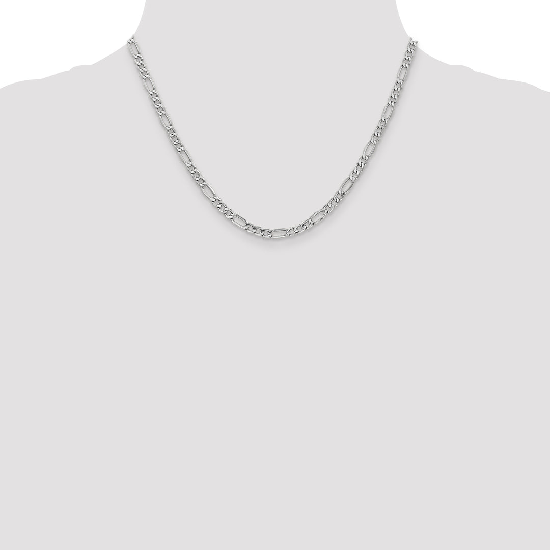 14k White Gold 4.4mm Semi-Solid Figaro Chain