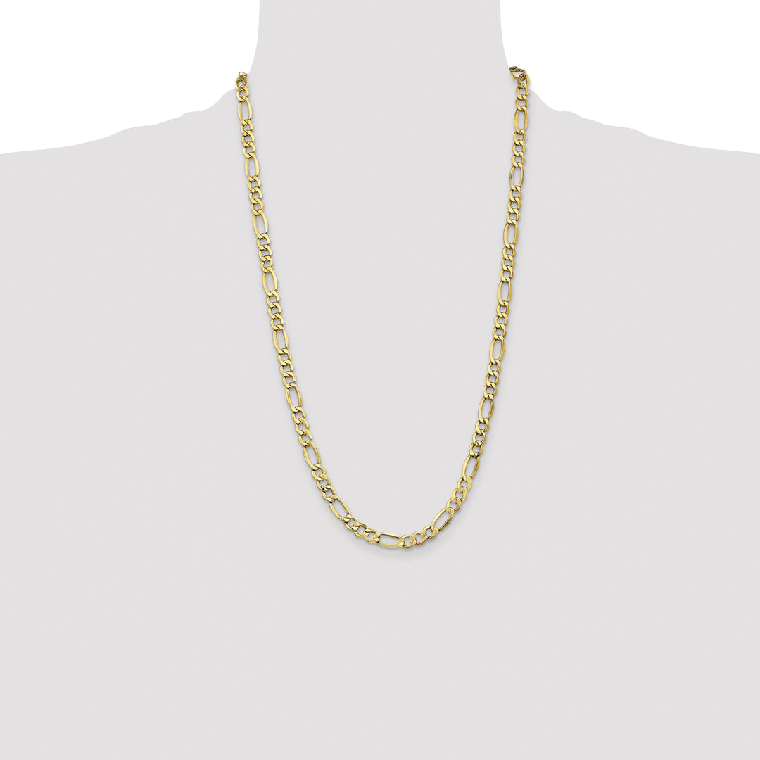 14k 7.3mm Semi-Solid Figaro Chain