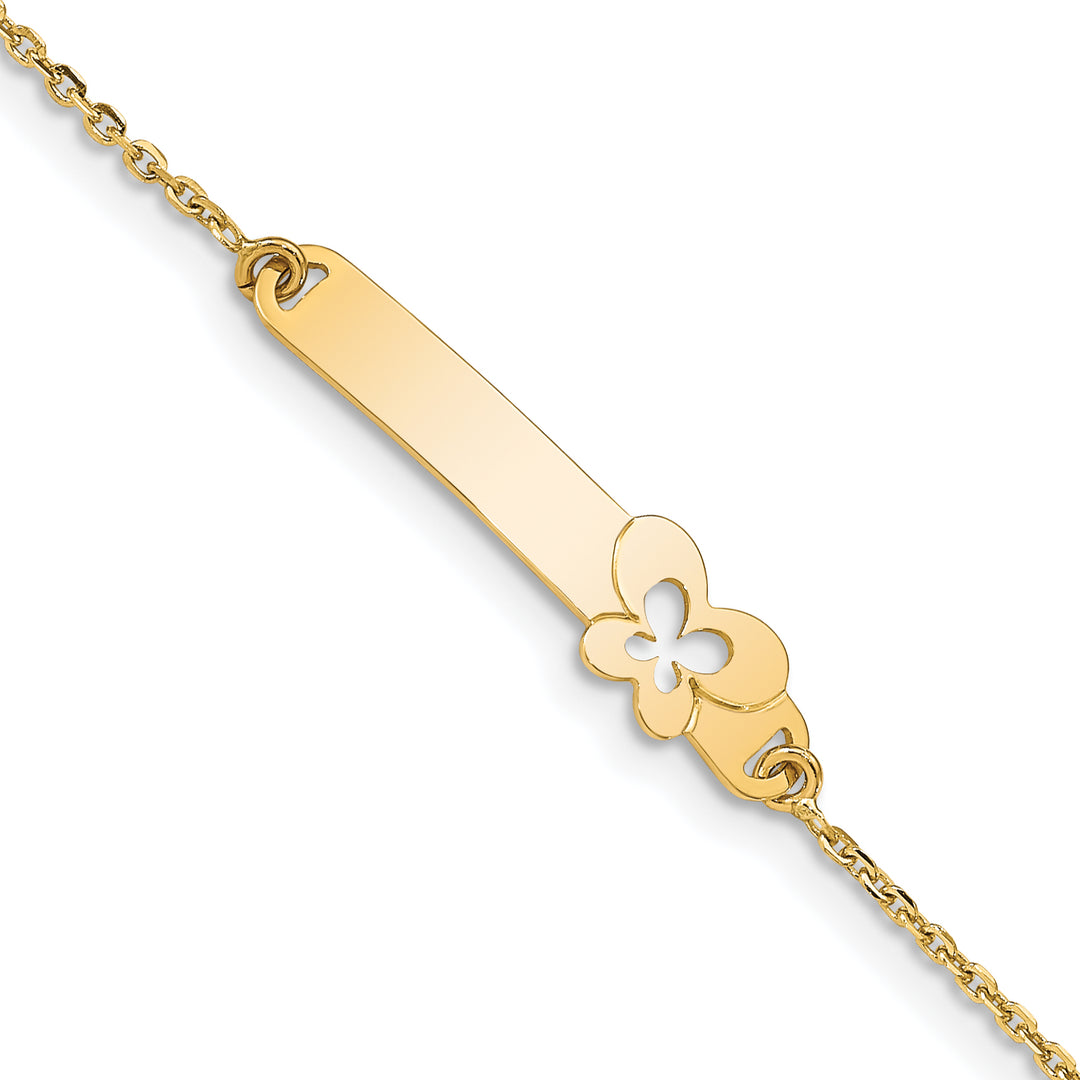 14K Childrens Polished Butterfly w/1in ext.  ID Bracelet