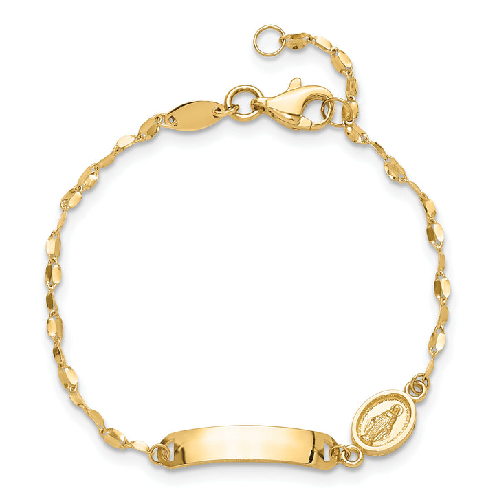 14K Polished Miraculous Medal Childrens ID Bracelet