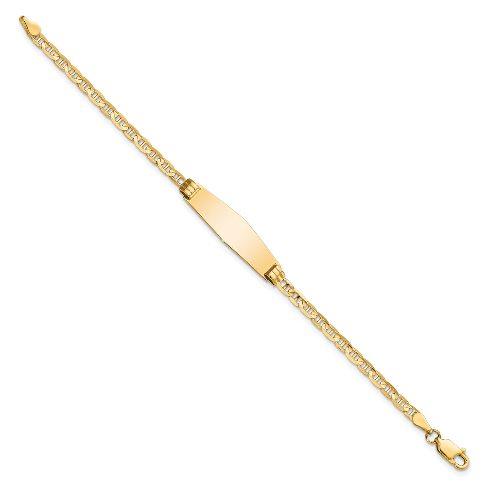 14k Childrens Soft Diamond Shape Anchor Link ID Bracelet