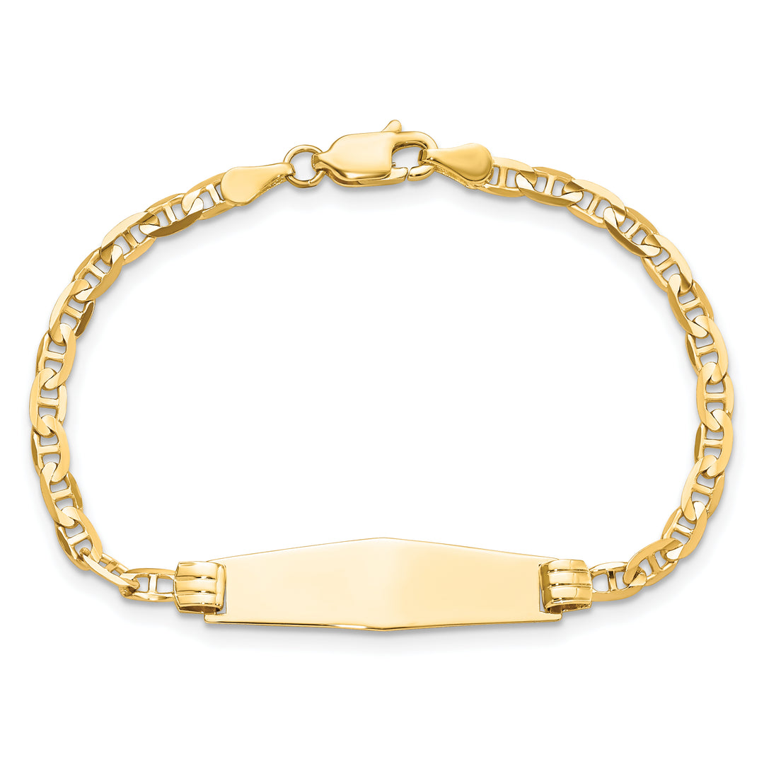 14k Childrens Soft Diamond Shape Anchor Link ID Bracelet