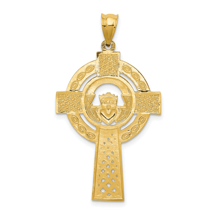 14k Celtic Claddagh Cross Pendant