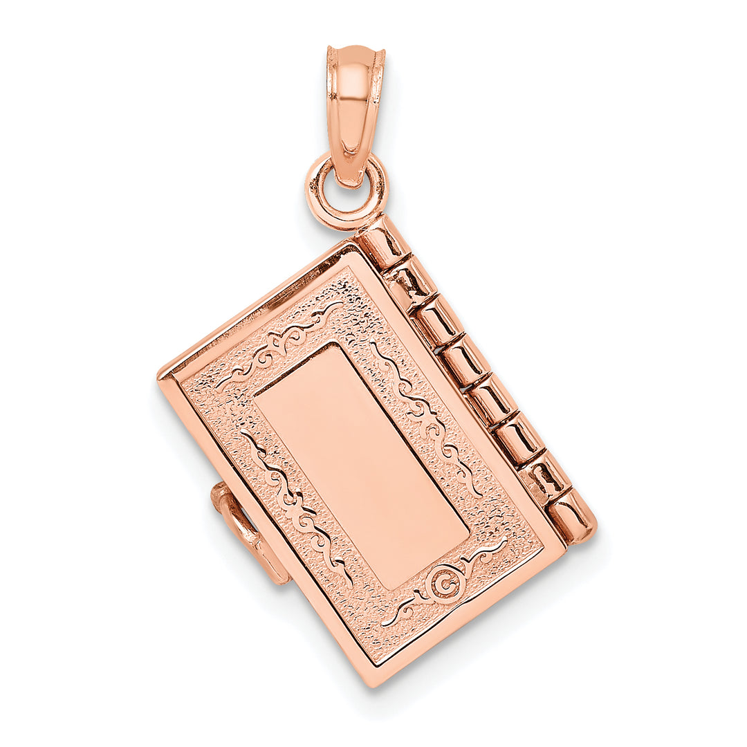 14k Rose Gold 3-D Holy Bible w/ Lords Prayer Moveable Charm