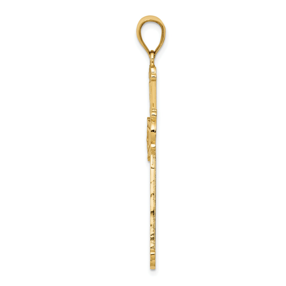 14K Diamond-cut Cross Pendant
