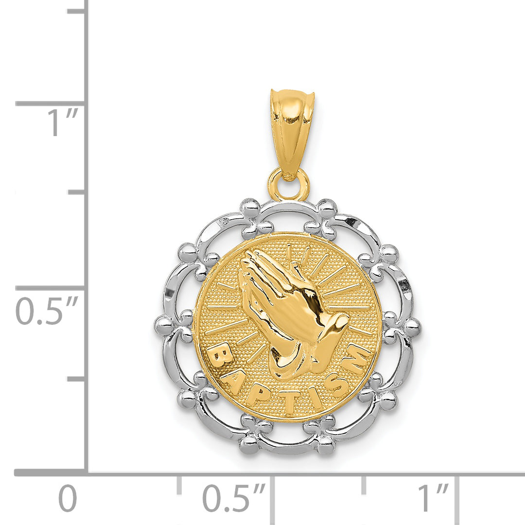 14K w/Rhodium Baptism Pendant