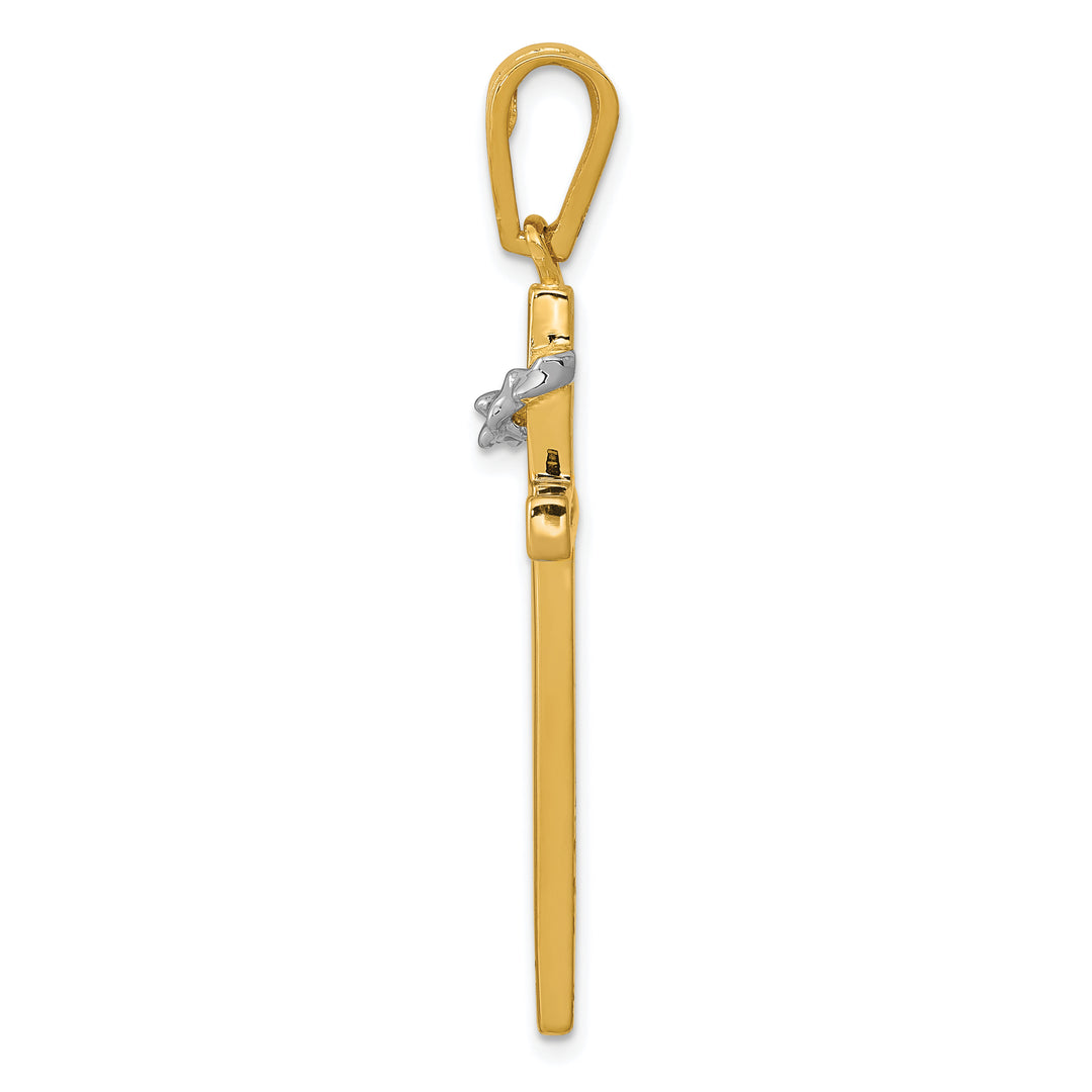 14K Two-Tone Cross w/Crown of Thorns Pendant