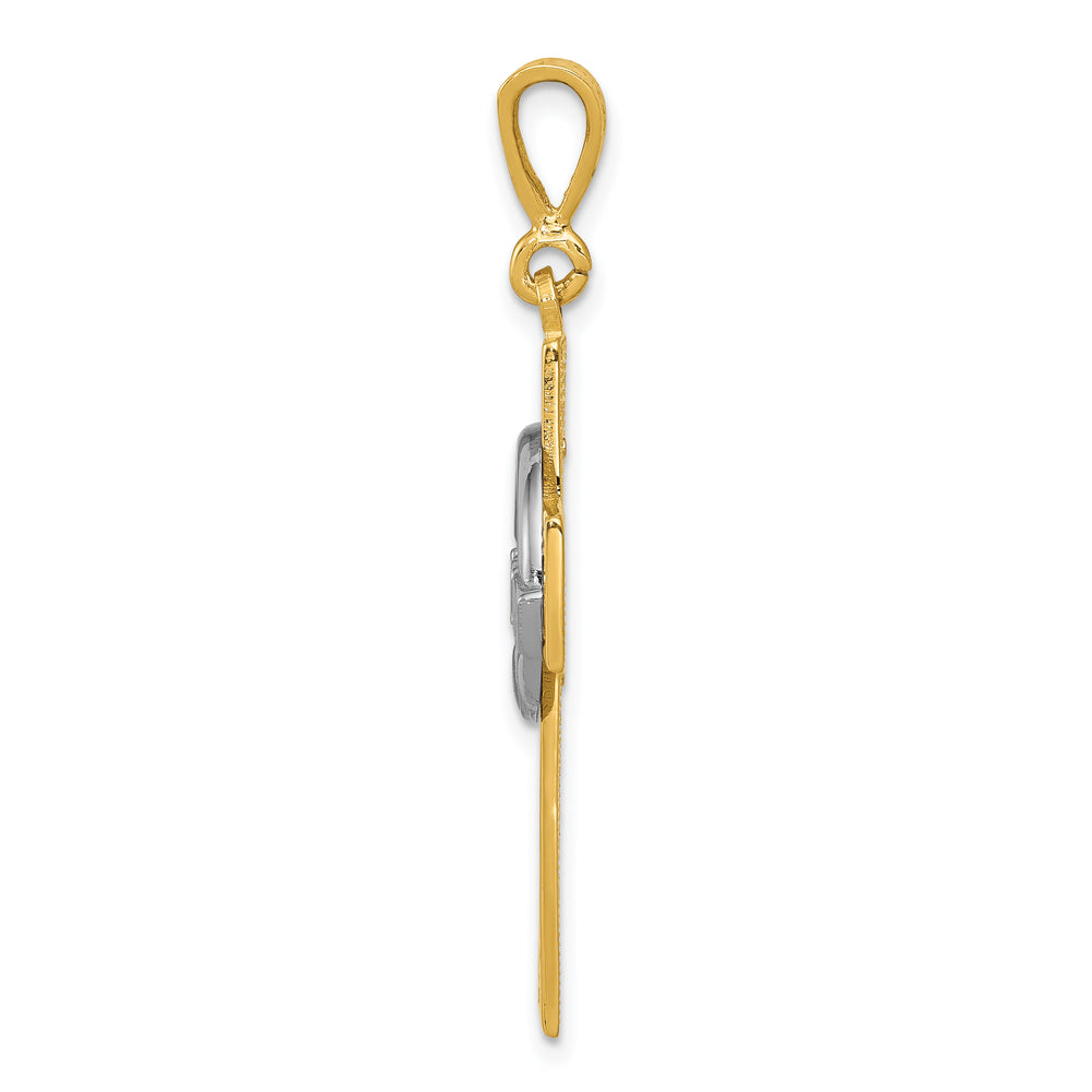 14k Two-tone Claddagh Cross Pendant