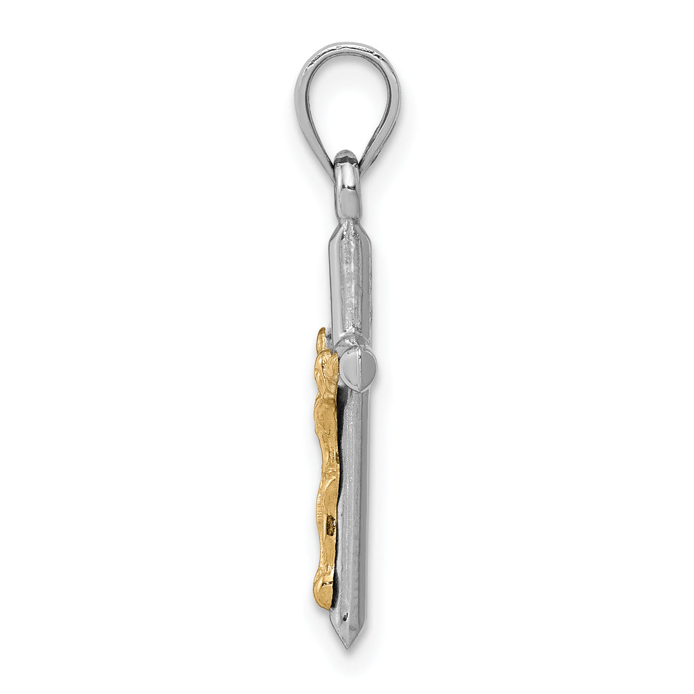 14k Two-tone Hollow Crucifix Charm