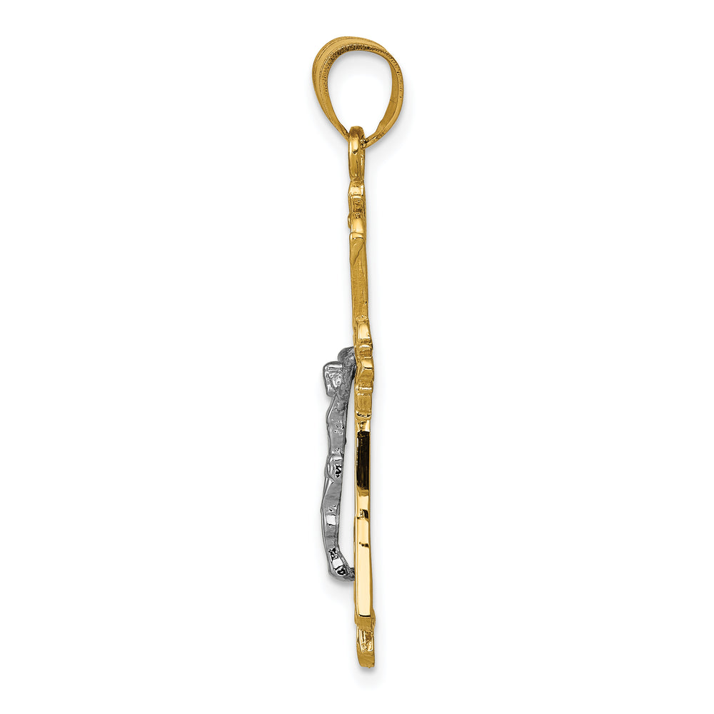 14K Two-tone Crucifix Pendant