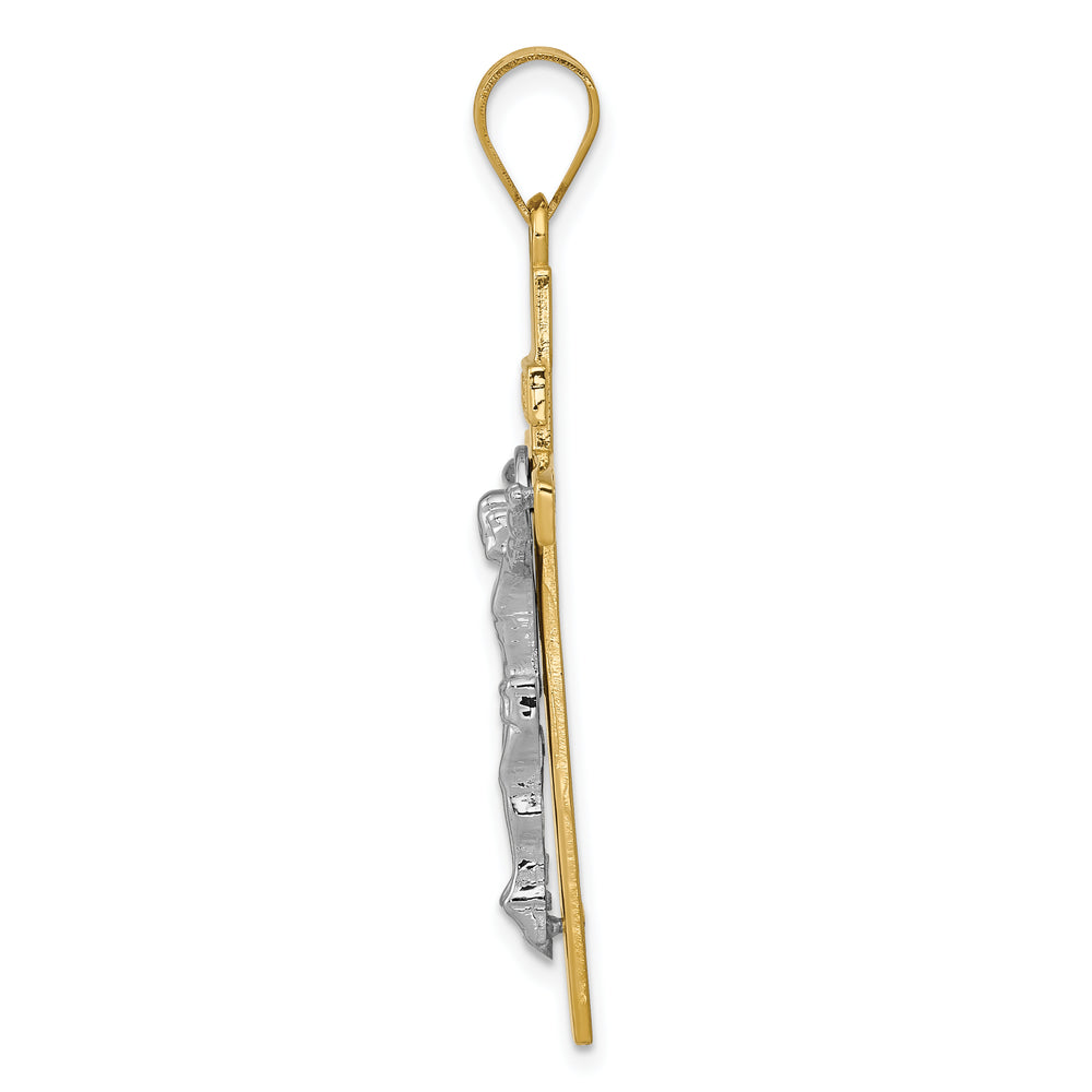 14K Two-tone INRI Crucifix Pendant